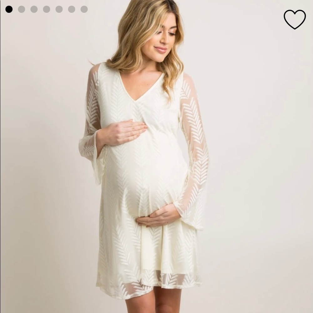 PinkBlush Ivory Chevron Mesh Overlay Maternity NWT